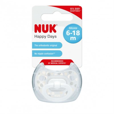 Соска-пустышка ортодонтическая NUK HAPPY DAYS р. 2, силикон