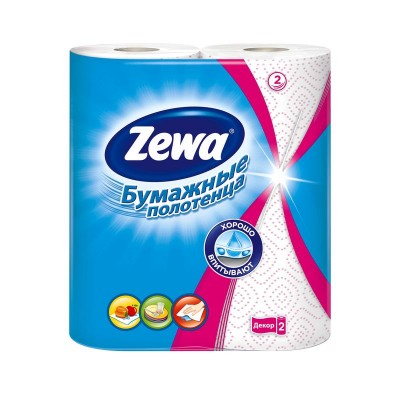 Полотенца бумажные Zewa с цветным тиснением 2 слоя 2 рул.