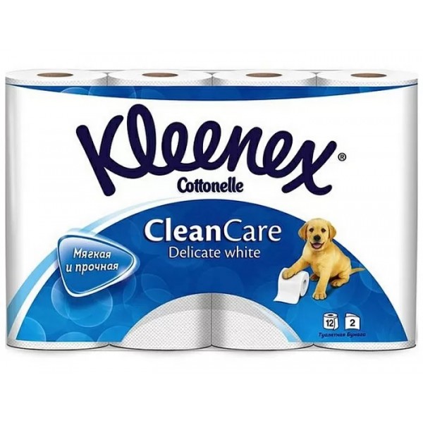 Бумага туалетная Kleenex Cottonelle Clean care White , 2 слоя 12 рул.