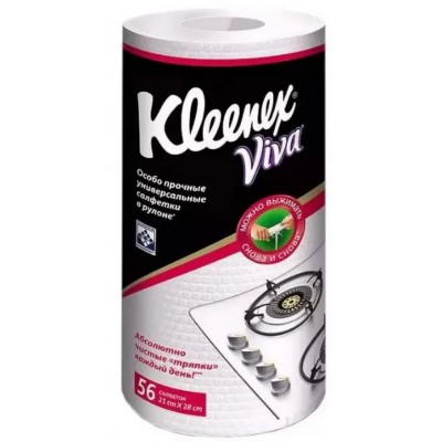 Салфетки отрывные (тряпки) для уборки Kleenex Viva универсальные многоразовые из текстилеподобного материала, 1 рулон