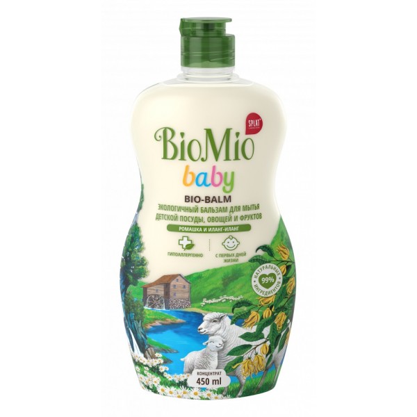BioMio Бальзам для мытья детской посуды Ромашка и иланг-иланг 450 мл.