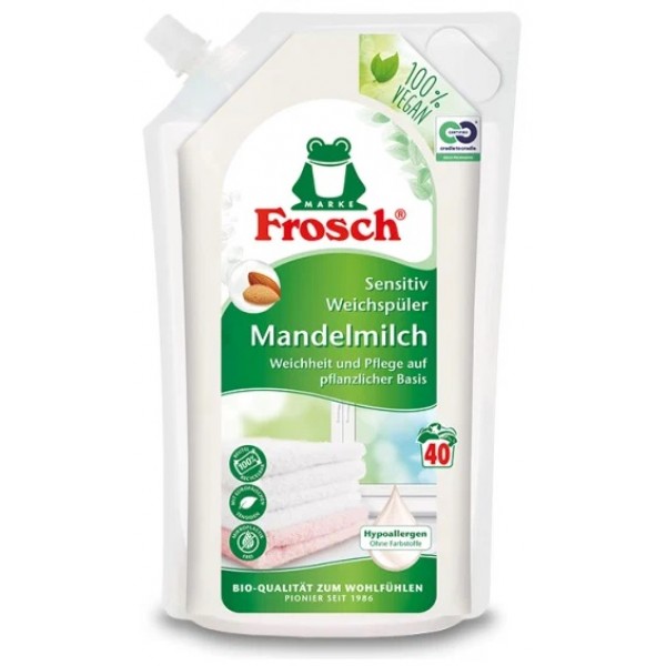 Концентрированный ополаскиватель для белья Frosch Миндальное Молочко, 1 л.