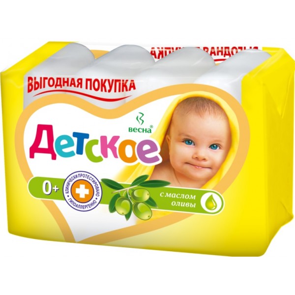 Мыло туалетное "Детское" с маслом оливы 4x75 г.