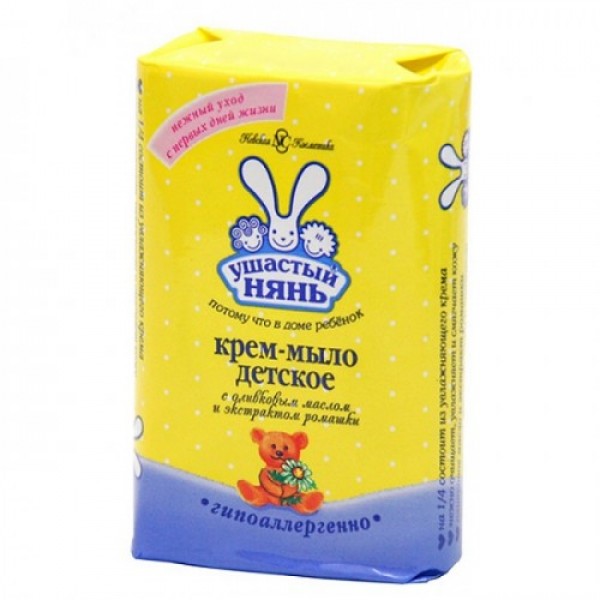 Крем-мыло детское Ушастый нянь с оливковым маслом и экстрактом ромашки, 90г
