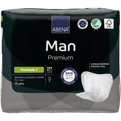ABENA MAN FORMULA 1 Premium 4* Прокладки впитывающие урологические для мужчин, 15 шт, Дания