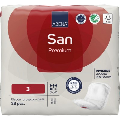 ABENA San 3 Premium 4* Прокладки впитывающие урологические, 28 шт, Дания