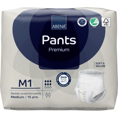 ABENA PANTS Premium M1 Medium (6*,15 шт) Подгузники-трусики впитывающие для взрослых ( 80-110 см), Дания