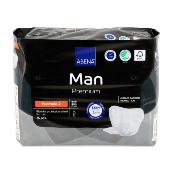 ABENA MAN FORMULA 2 Premium 5* Прокладки впитывающие урологические для мужчин, 15 шт, Дания