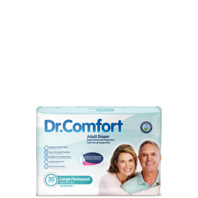Подгузники впитывающие для взрослых Dr-Comfort  (Adult Diaper Jumbo pack Large 7 *), 30 шт, (100-150см), Турция