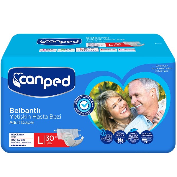 Подгузники впитывающие для взрослых CANPED Large 3 (100-150 см), 30шт
