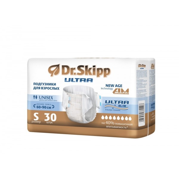 Подгузники впитывающие для взрослых Dr. Skipp Ultra 1 Small (60-90 см), 30 шт.