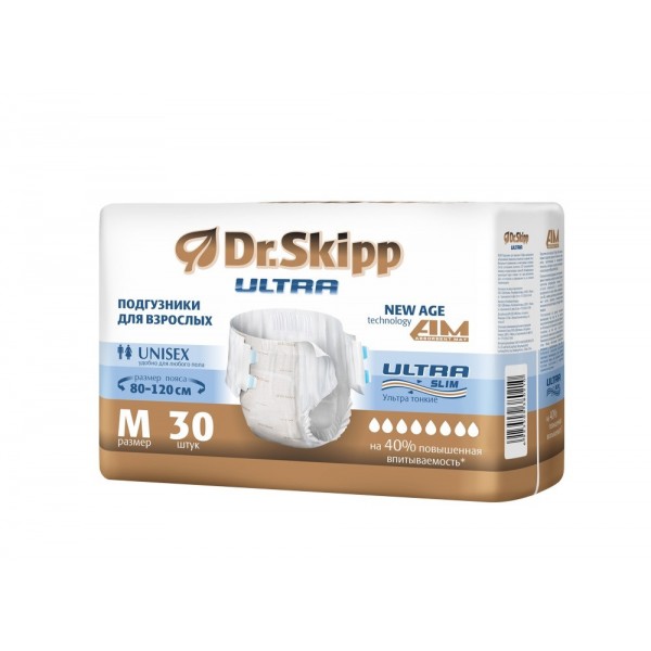Подгузники впитывающие для взрослых Dr. Skipp Ultra 2 Medium (80-120 см), 30 шт.