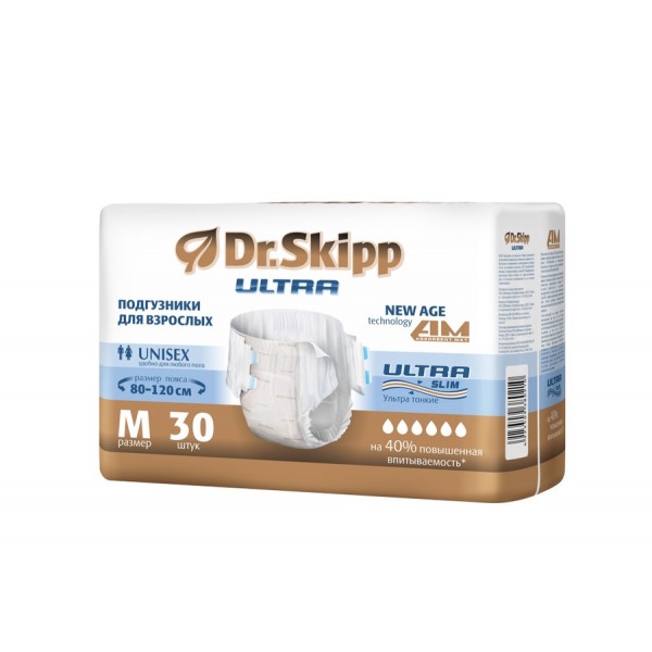 Подгузники впитывающие для взрослых Dr. Skipp Ultra 2 Medium (80-120 см), 30 шт.