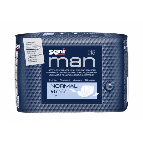 Seni Men Normal 2.5* Прокладки впитывающие урологические для мужчин ( 15 шт ), Польша