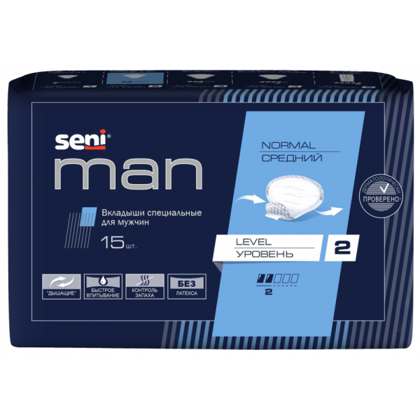Seni Men Normal 2* Прокладки впитывающие урологические для мужчин ( 15 шт ), Польша