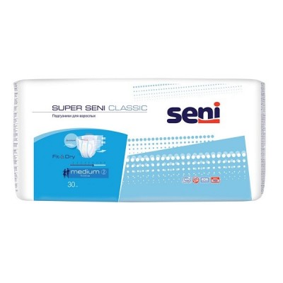 Подгузники впитывающие для взрослых Super Seni Classic Medium 2 (75-110) 30 шт
