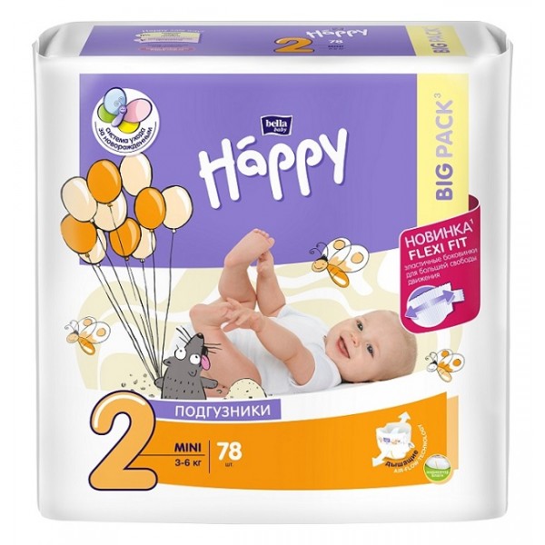 Подгузники Bella Baby Happy 2 (3-6 кг.) 78 шт.