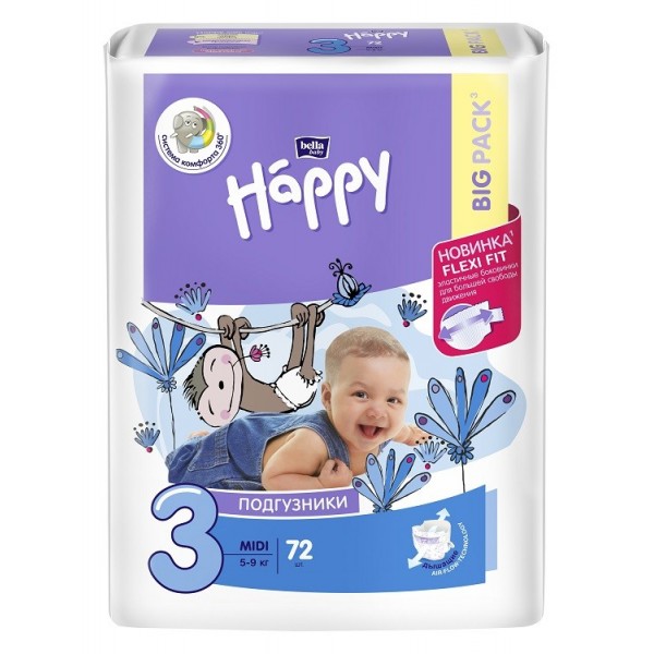 Подгузники Bella Baby Happy 3 (5-9 кг.) 72 шт.