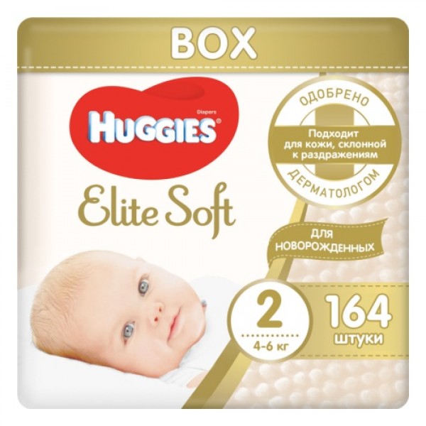 Подгузники Huggies Elite Soft 2 (4-6 кг) 164 шт.