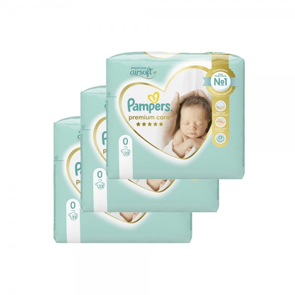 Подгузники Pampers Premium Care 0 (< 3 кг) 66 шт.