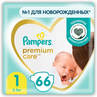 Подгузники Pampers Premium Care 1 (2-5 кг) 66 шт.