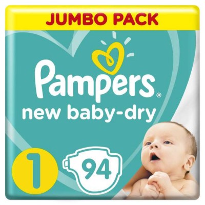 Подгузники Pampers New Baby-Dry 1 (2-5 кг), 94шт
