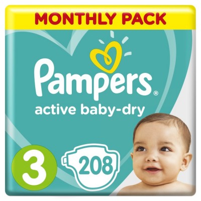 Подгузники Pampers Active Baby-Dry 3 (6-10 кг), 208 шт.