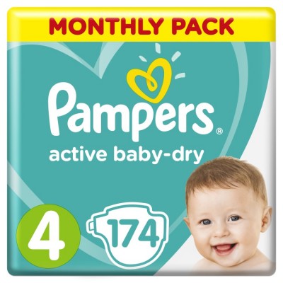 Подгузники Pampers Active Baby-Dry 4 (9-14 кг), 174 шт.