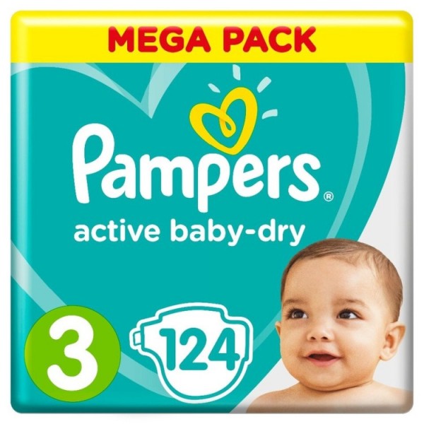 Подгузники Pampers Active Baby-Dry 3 (6-10 кг), 124 шт.