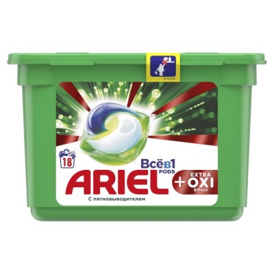 Капсулы для стирки Ariel Все в 1 Extra Oxi Effect 18 x 27,3 г.