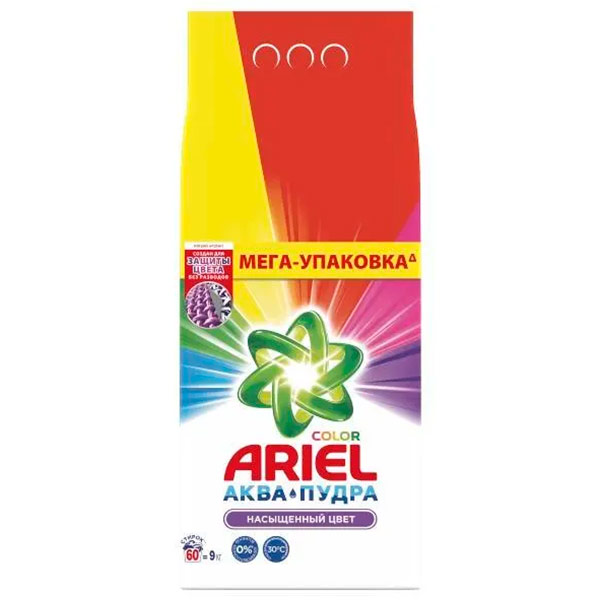 Стиральный порошок Ariel АКВА-ПУДРА Color Насыщенный цвет, 9кг