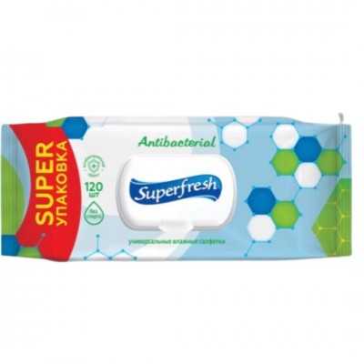 Влажные салфетки Super Fresh (для детей и мам)  Antibacterial, 120шт