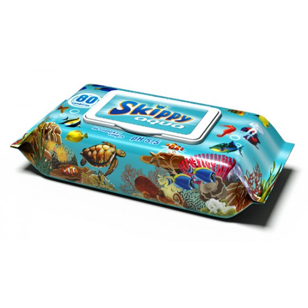 Влажные салфетки Skippy Aqua 80 шт.
