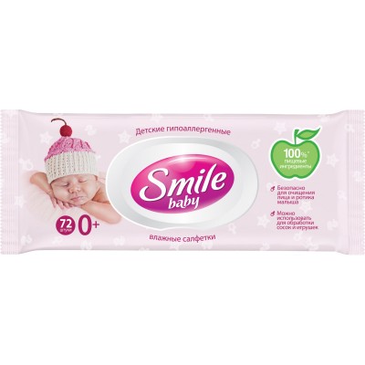 Влажные салфетки Smile Baby для новорожденных 72 шт.