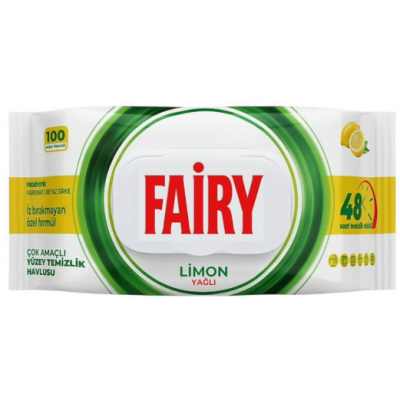 Влажные салфетки Fairy Лимон для уборки поверхностей 100 шт Влажные салфетки Fairy Лимон для уборки поверхностей 100 шт