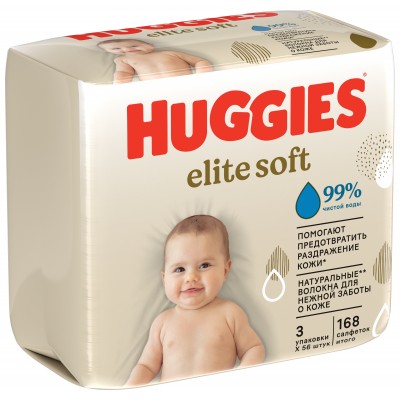 Влажные салфетки Huggies Elite Soft 168 шт.