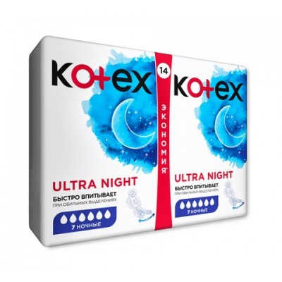 Гигиенические прокладки Kotex Ultra Ночные, 14шт.