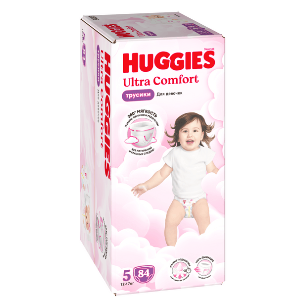 Подгузники-трусики Huggies Ultra Comfort 5 Girl (12-17 кг),  84шт.