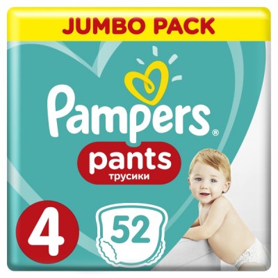 Подгузники-трусики Pampers Pants 4 (9-15 кг), 52 шт.