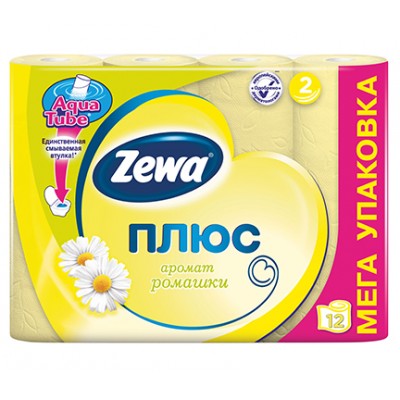 Бумага туалетная Zewa Плюс ромашка, 2 слоя 12 рул.